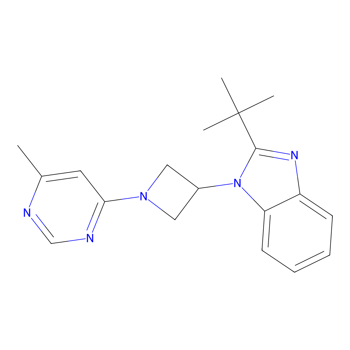 2-tert-butyl-1-[1-(6-methylpyrimidin-4-yl)azetidin-3-yl]-1H-1,3-benzodiazole molecular structure, CAS 2549006-93-9