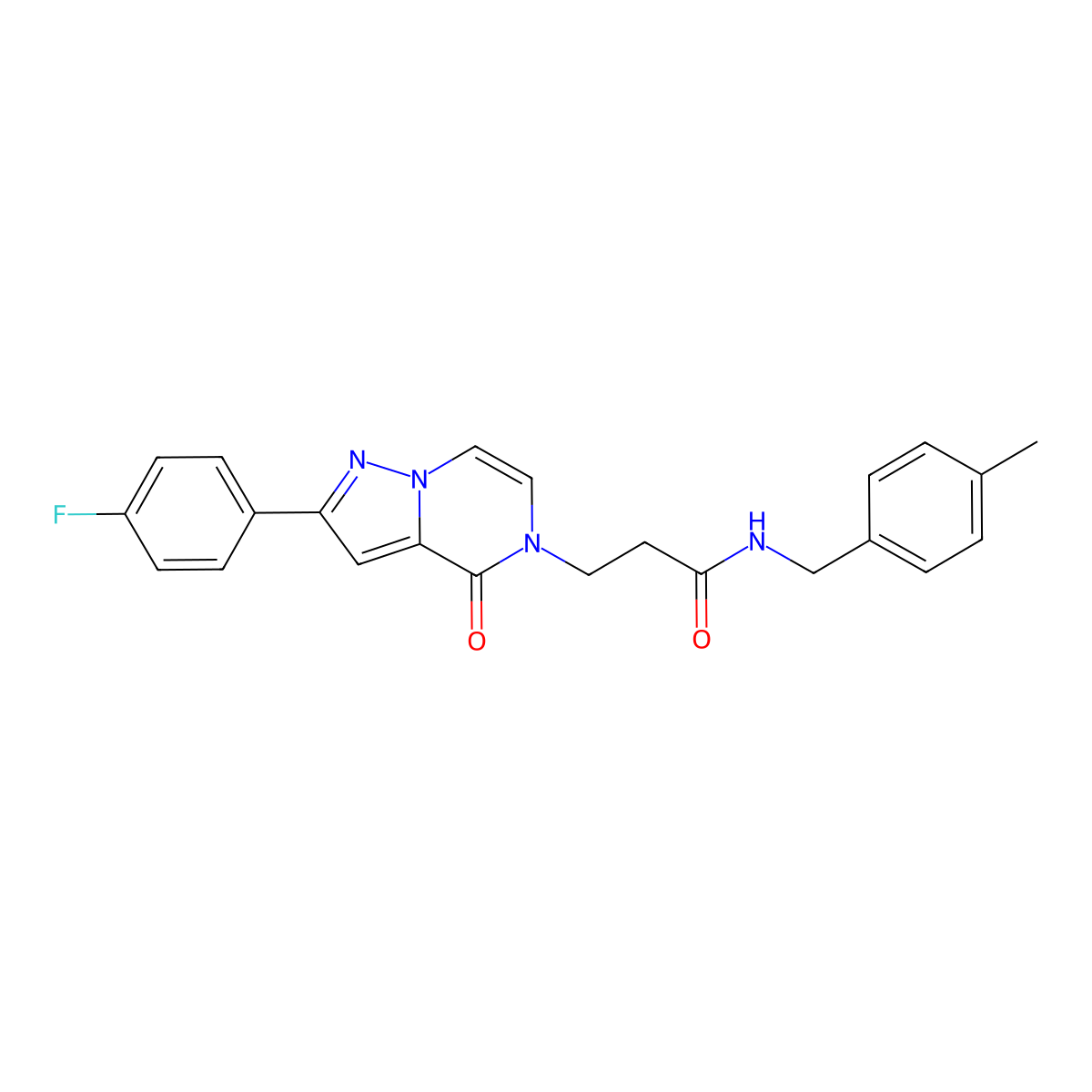 3-[2-(4-fluorophenyl)-4-oxo-4H,5H-pyrazolo[1,5-a]pyrazin-5-yl]-N-[(4-methylphenyl)methyl]propanamide molecular structure, CAS 2549006-96-2