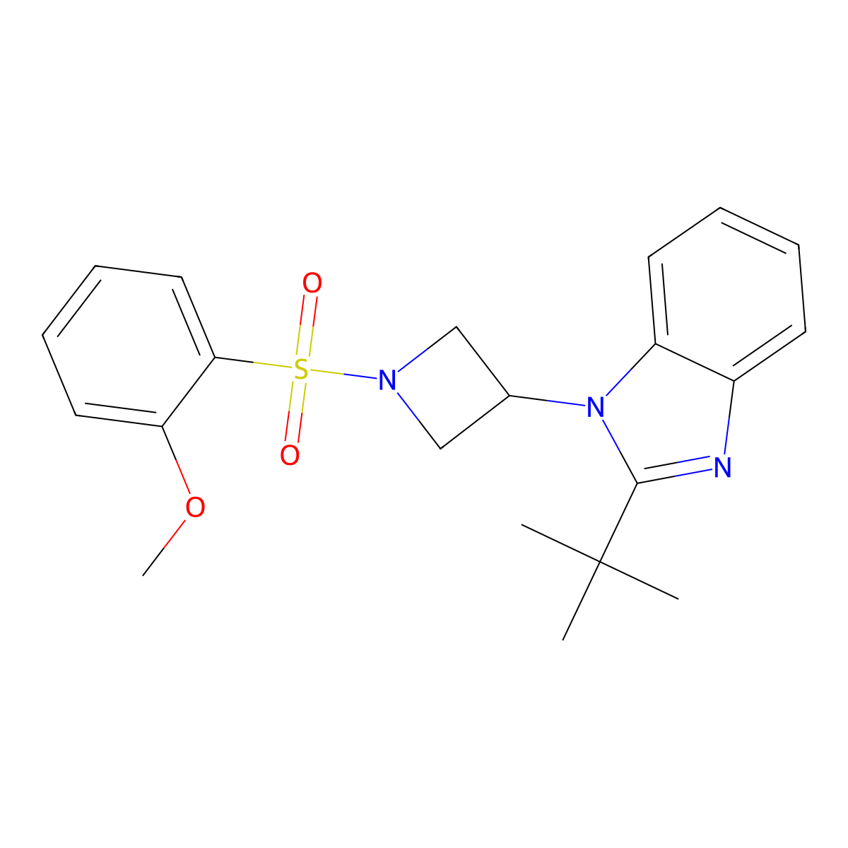 2-tert-butyl-1-[1-(2-methoxybenzenesulfonyl)azetidin-3-yl]-1H-1,3-benzodiazole molecular structure, CAS 2549006-97-3