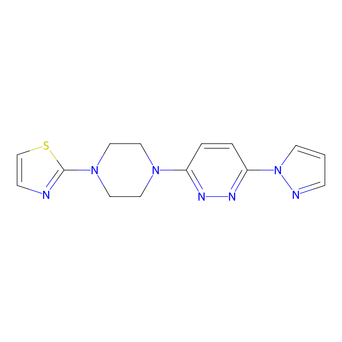 3-(1H-pyrazol-1-yl)-6-[4-(1,3-thiazol-2-yl)piperazin-1-yl]pyridazine molecular structure, CAS 2549007-06-7