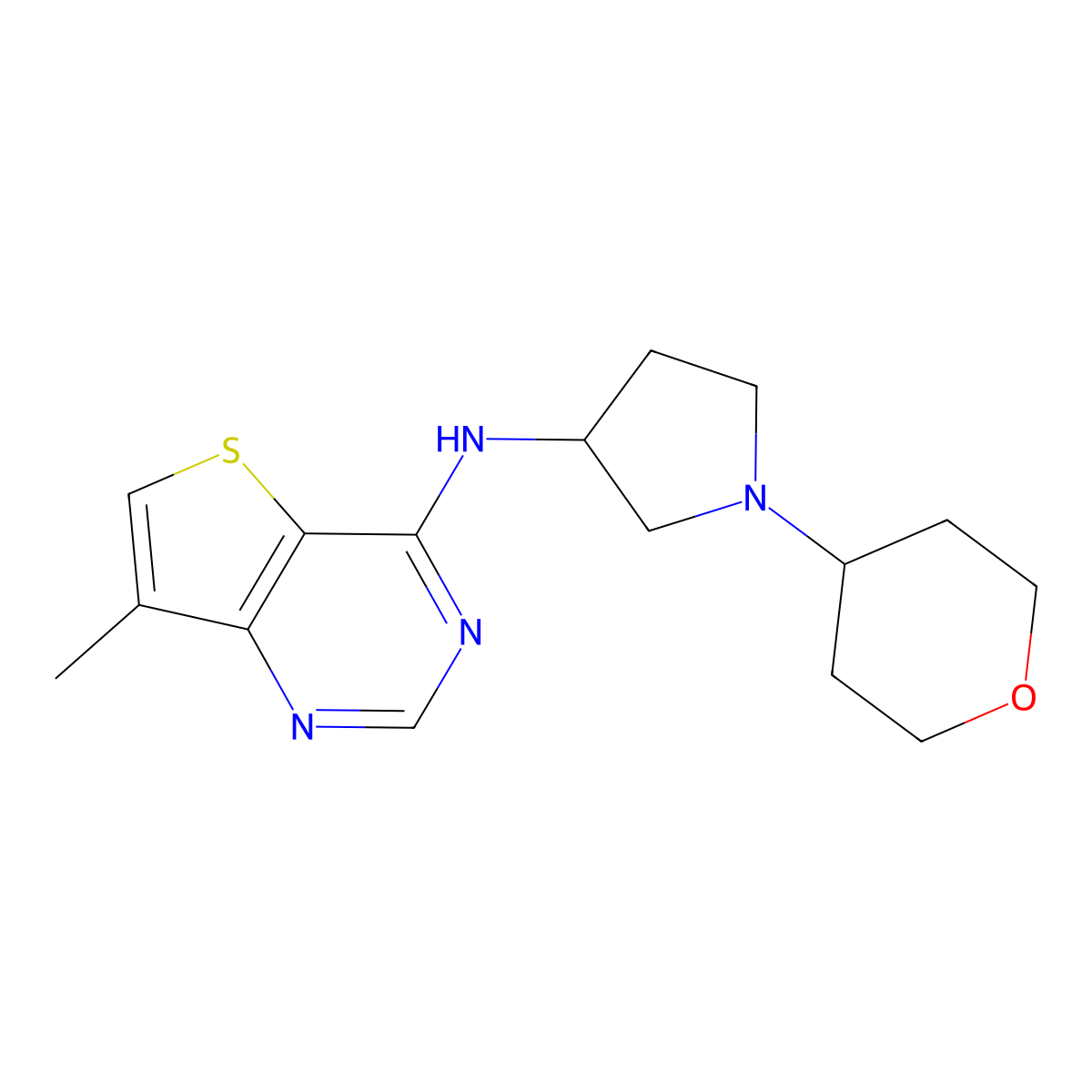 N-{7-methylthieno[3,2-d]pyrimidin-4-yl}-1-(oxan-4-yl)pyrrolidin-3-amine molecular structure, CAS 2549007-07-8