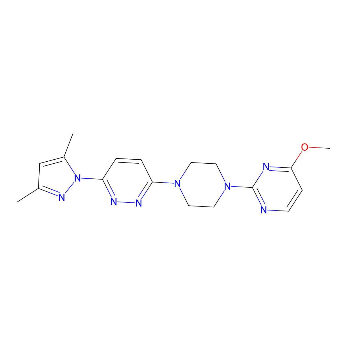 3-(3,5-dimethyl-1H-pyrazol-1-yl)-6-[4-(4-methoxypyrimidin-2-yl)piperazin-1-yl]pyridazine molecular structure, CAS 2549007-09-0