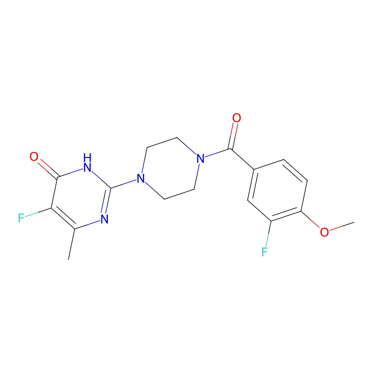 5-Fluoro-2-[4-(3-fluoro-4-methoxybenzoyl)piperazin-1-yl]-6-methyl-3,4-dihydropyrimidin-4-one molecular structure, CAS 2549007-10-3