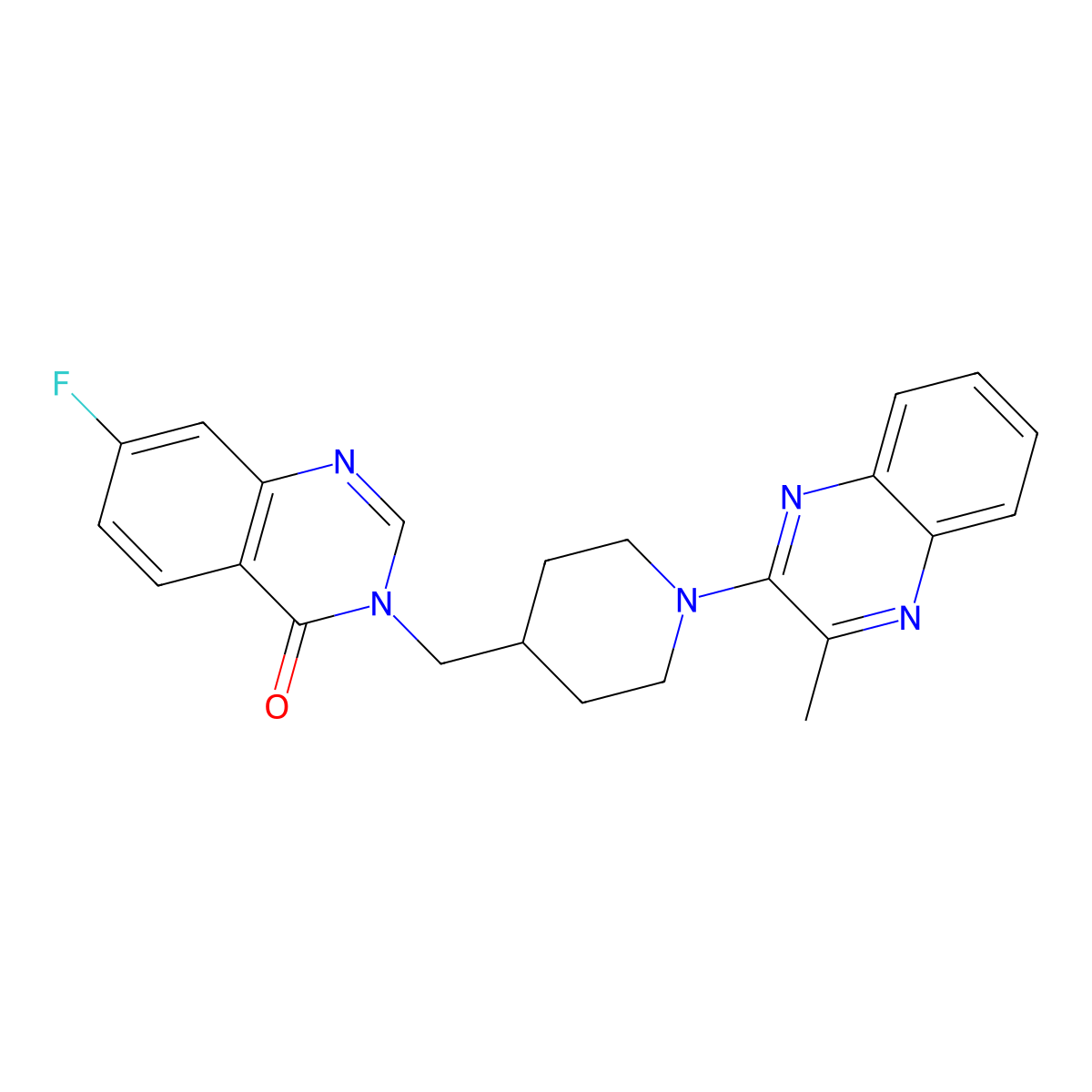 7-Fluoro-3-{[1-(3-methylquinoxalin-2-yl)piperidin-4-yl]methyl}-3,4-dihydroquinazolin-4-one molecular structure, CAS 2549007-11-4