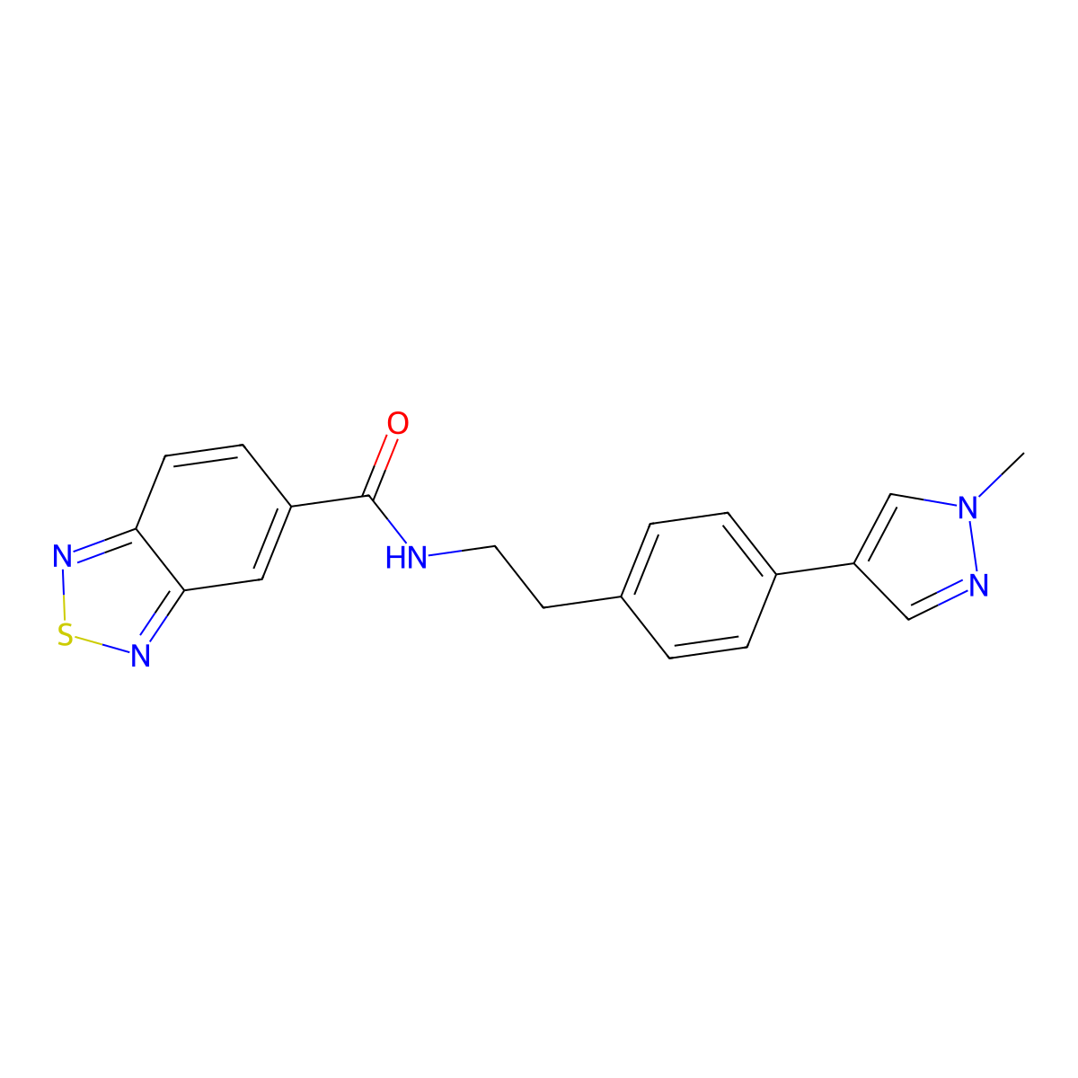 N-{2-[4-(1-methyl-1H-pyrazol-4-yl)phenyl]ethyl}-2,1,3-benzothiadiazole-5-carboxamide molecular structure, CAS 2549007-17-0