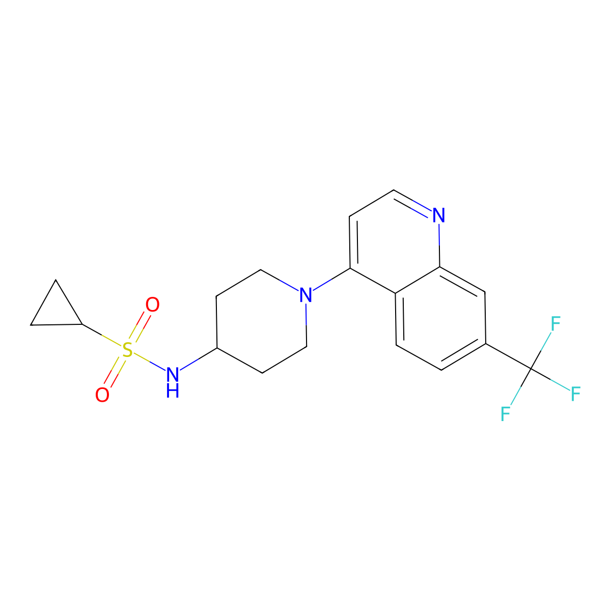 N-{1-[7-(trifluoromethyl)quinolin-4-yl]piperidin-4-yl}cyclopropanesulfonamide molecular structure, CAS 2549007-18-1