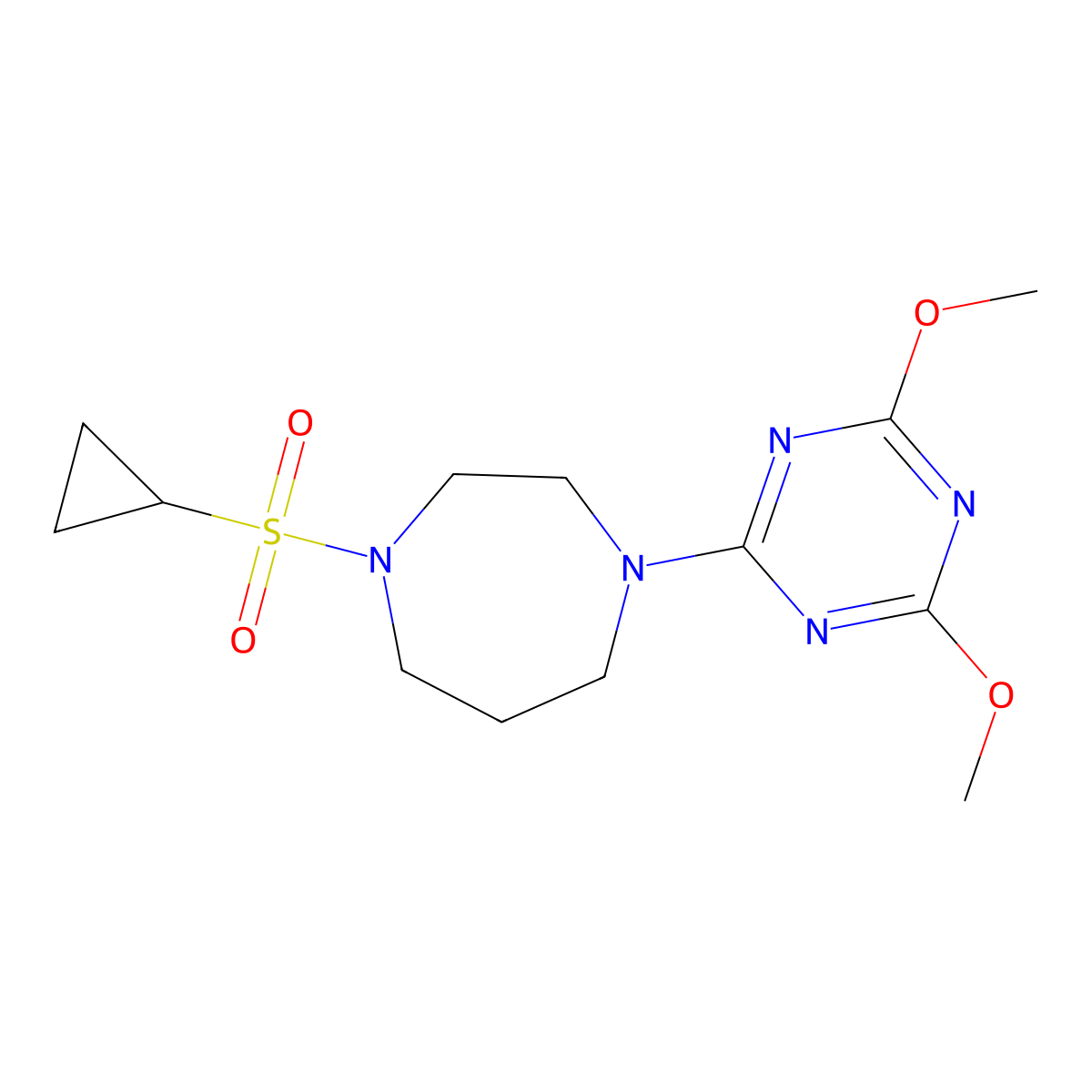 1-(Cyclopropanesulfonyl)-4-(4,6-dimethoxy-1,3,5-triazin-2-yl)-1,4-diazepane molecular structure, CAS 2549007-22-7