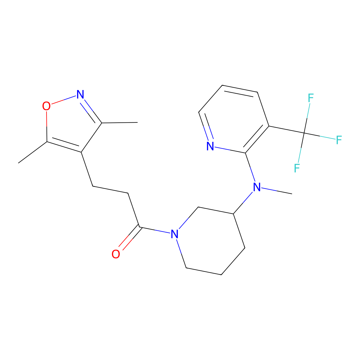 3-(3,5-Dimethyl-1,2-oxazol-4-yl)-1-(3-{methyl[3-(trifluoromethyl)pyridin-2-yl]amino}piperidin-1-yl)propan-1-one molecular structure, CAS 2549007-29-4