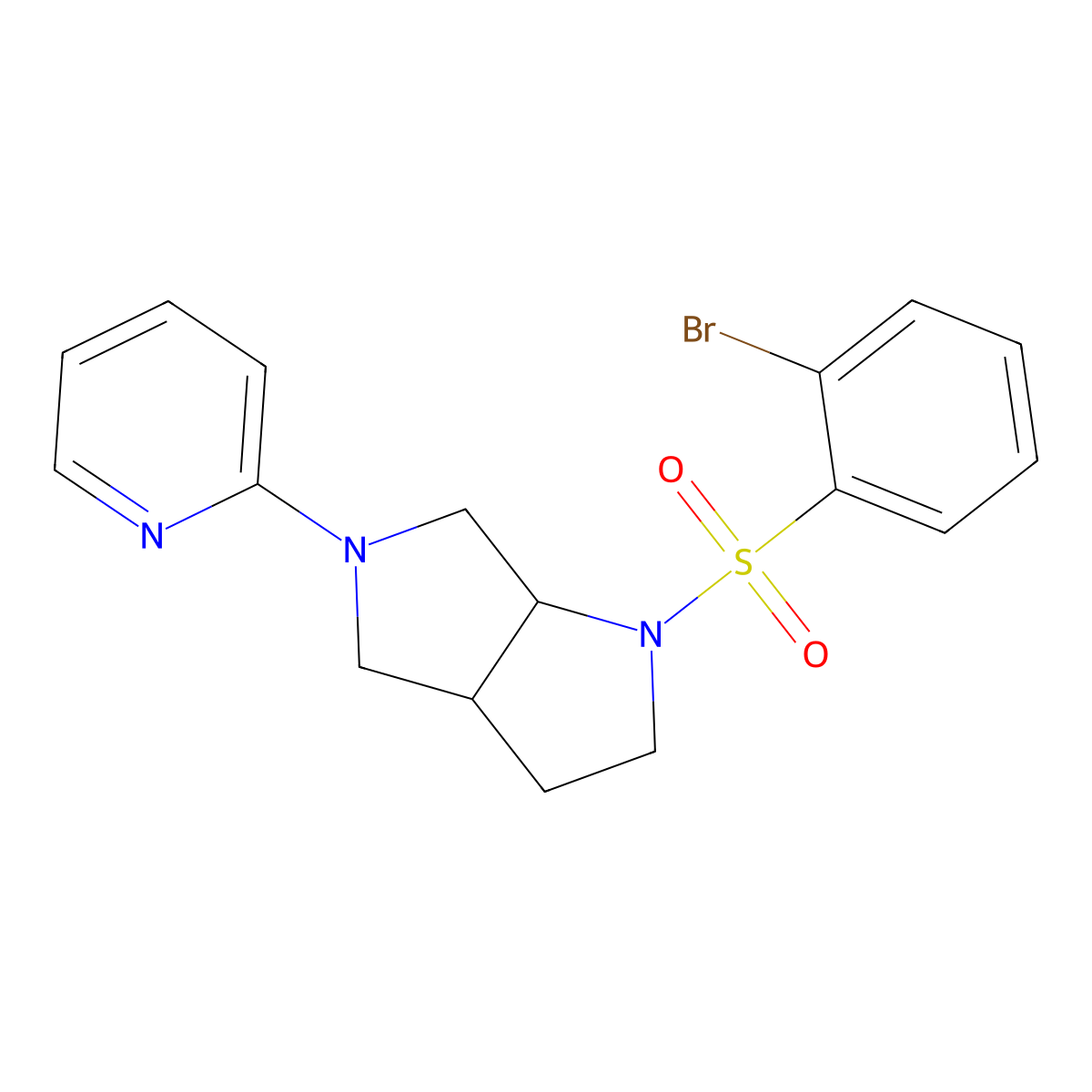 2-[1-(2-Bromobenzenesulfonyl)-octahydropyrrolo[2,3-c]pyrrol-5-yl]pyridine molecular structure, CAS 2549007-31-8