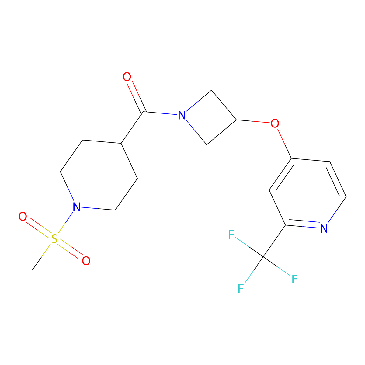 4-{[1-(1-Methanesulfonylpiperidine-4-carbonyl)azetidin-3-yl]oxy}-2-(trifluoromethyl)pyridine molecular structure, CAS 2549007-42-1