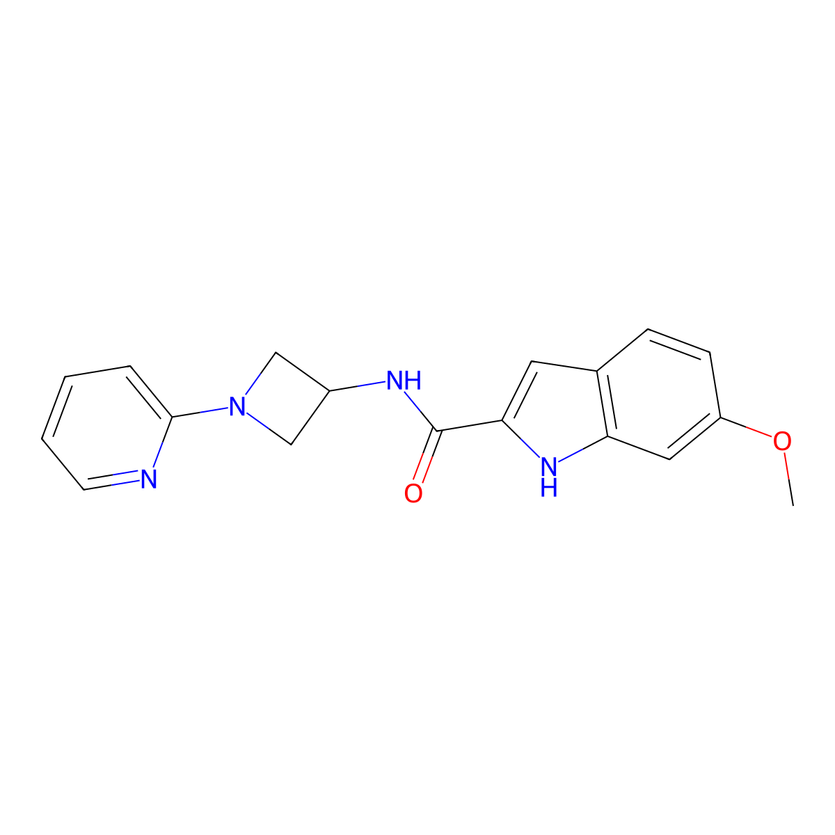 6-methoxy-N-[1-(pyridin-2-yl)azetidin-3-yl]-1H-indole-2-carboxamide molecular structure, CAS 2549007-46-5