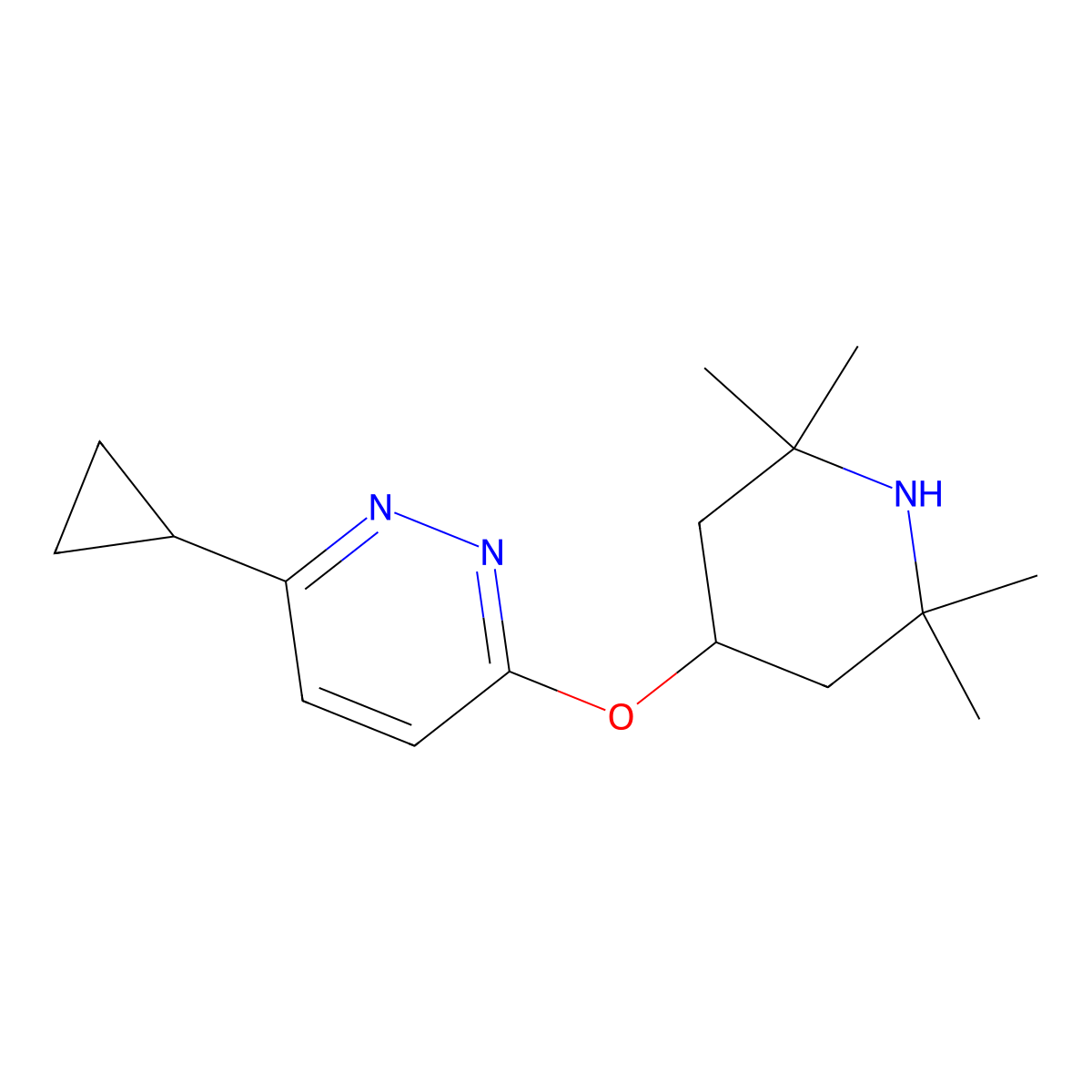 3-Cyclopropyl-6-[(2,2,6,6-tetramethylpiperidin-4-yl)oxy]pyridazine molecular structure, CAS 2549007-53-4