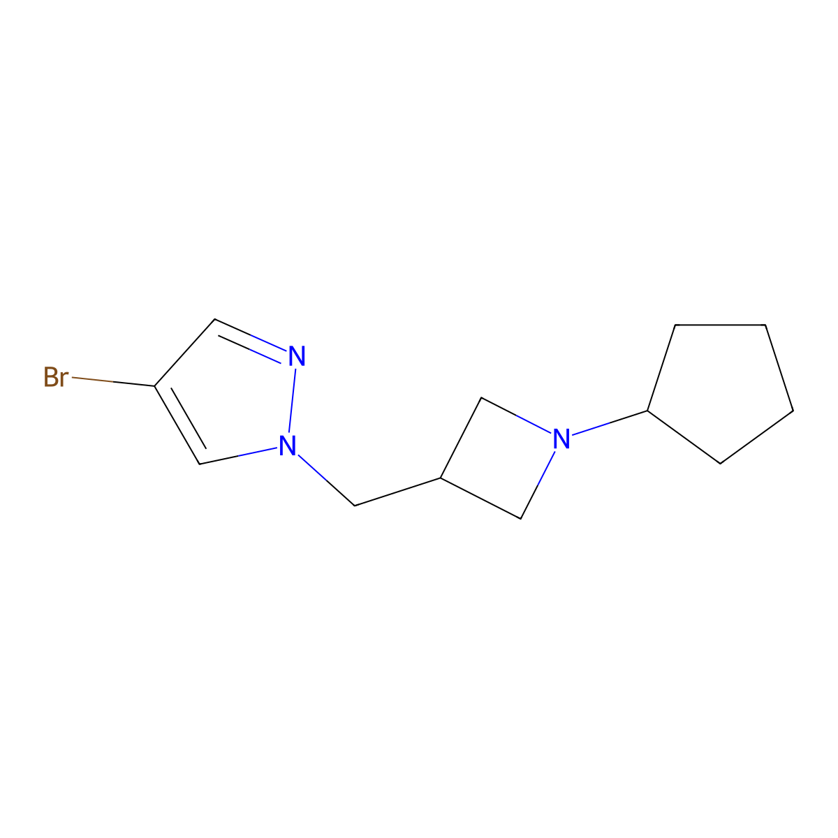 4-bromo-1-[(1-cyclopentylazetidin-3-yl)methyl]-1H-pyrazole molecular structure, CAS 2549007-54-5