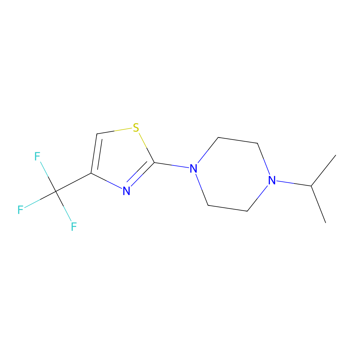 1-(Propan-2-yl)-4-[4-(trifluoromethyl)-1,3-thiazol-2-yl]piperazine molecular structure, CAS 2549007-57-8