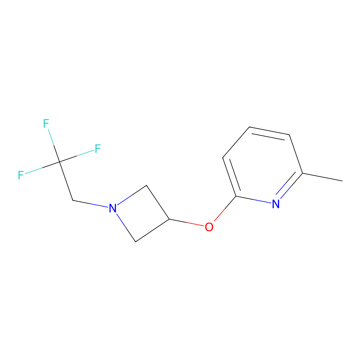 2-Methyl-6-{[1-(2,2,2-trifluoroethyl)azetidin-3-yl]oxy}pyridine molecular structure, CAS 2549007-58-9