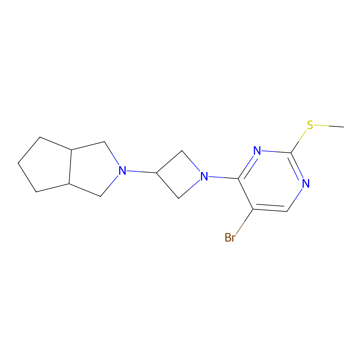 5-Bromo-2-(methylsulfanyl)-4-(3-{octahydrocyclopenta[c]pyrrol-2-yl}azetidin-1-yl)pyrimidine molecular structure, CAS 2549007-63-6