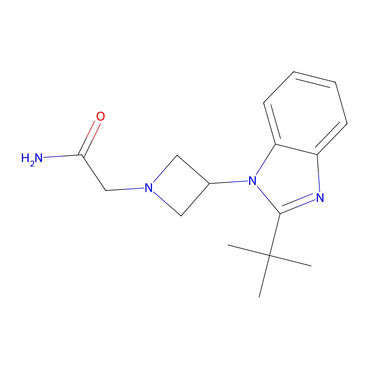 2-[3-(2-tert-butyl-1H-1,3-benzodiazol-1-yl)azetidin-1-yl]acetamide molecular structure, CAS 2549007-65-8