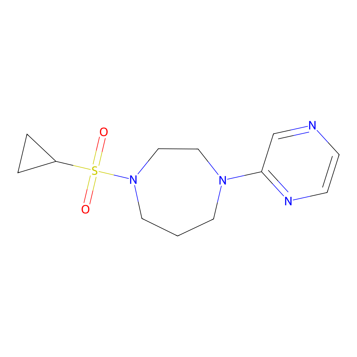 1-(Cyclopropanesulfonyl)-4-(pyrazin-2-yl)-1,4-diazepane molecular structure, CAS 2549007-67-0