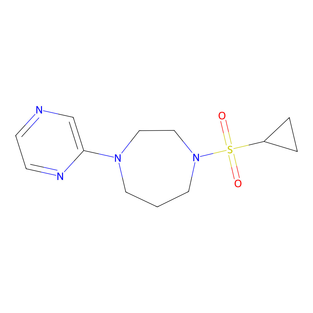 1-(Cyclopropanesulfonyl)-4-(pyrazin-2-yl)-1,4-diazepane molecular structure, CAS 2549007-67-0