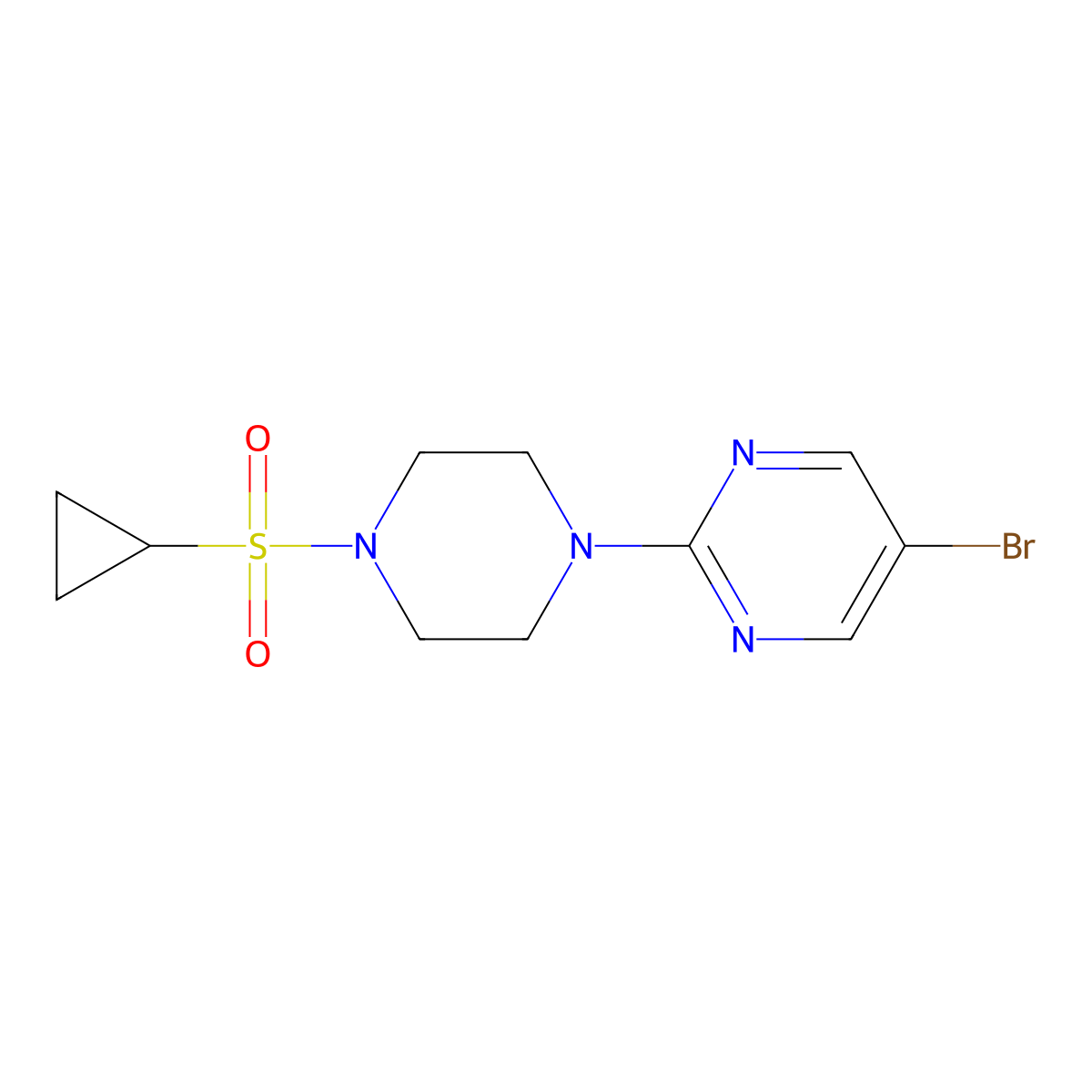 5-Bromo-2-[4-(cyclopropanesulfonyl)piperazin-1-yl]pyrimidine molecular structure, CAS 2549007-68-1