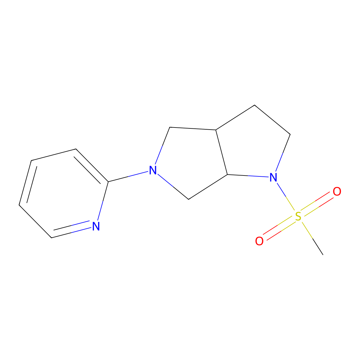 2-{1-Methanesulfonyl-octahydropyrrolo[2,3-c]pyrrol-5-yl}pyridine molecular structure, CAS 2549007-72-7