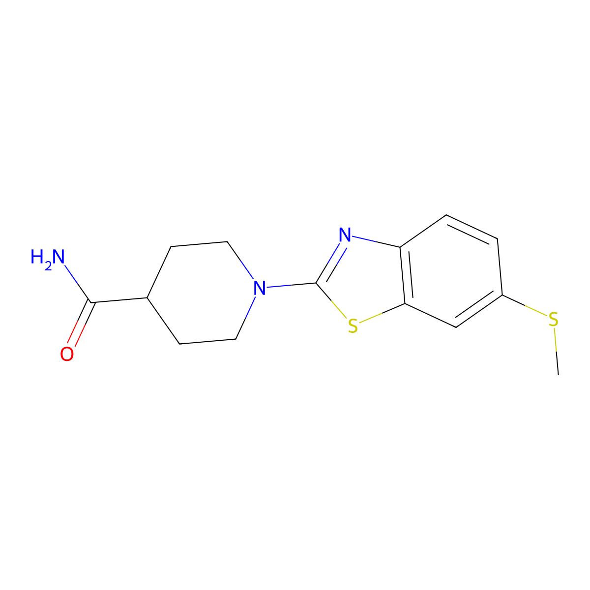 1-[6-(Methylsulfanyl)-1,3-benzothiazol-2-yl]piperidine-4-carboxamide molecular structure, CAS 2549007-73-8
