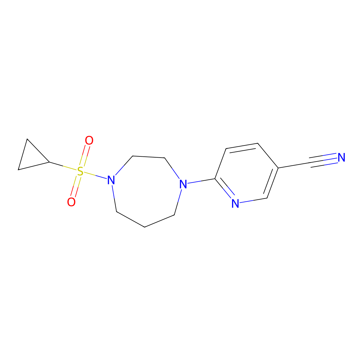 6-[4-(Cyclopropanesulfonyl)-1,4-diazepan-1-yl]pyridine-3-carbonitrile molecular structure, CAS 2549007-74-9