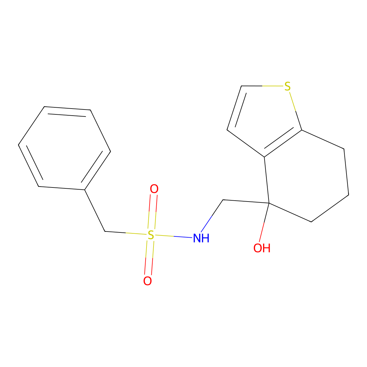 N-[(4-hydroxy-4,5,6,7-tetrahydro-1-benzothiophen-4-yl)methyl]-1-phenylmethanesulfonamide molecular structure, CAS 2549007-77-2