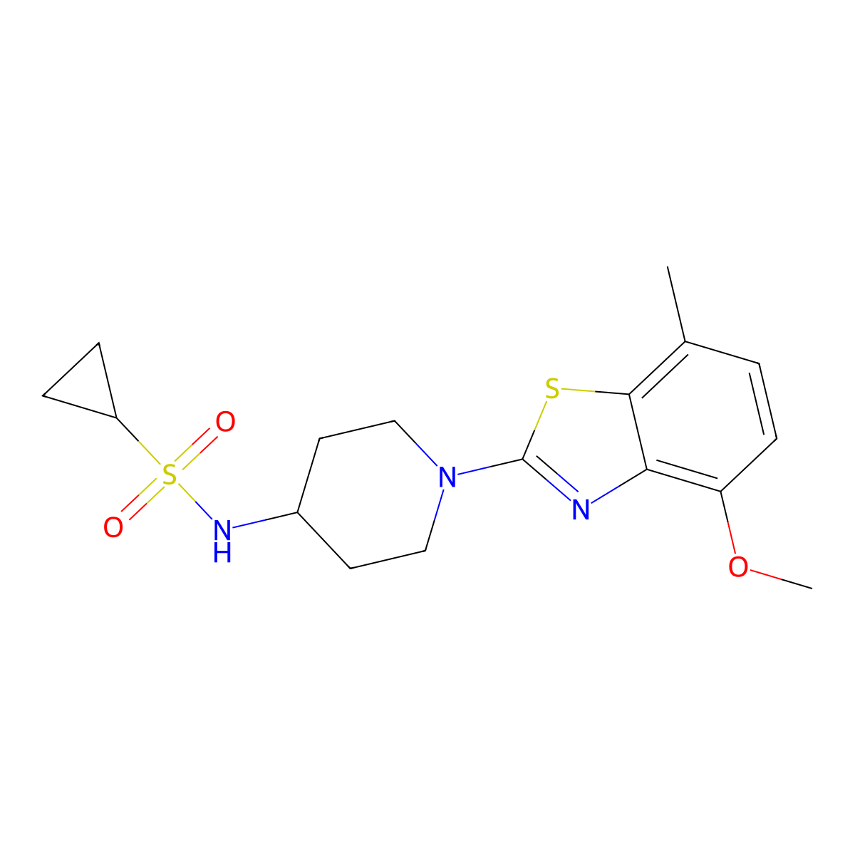 N-[1-(4-methoxy-7-methyl-1,3-benzothiazol-2-yl)piperidin-4-yl]cyclopropanesulfonamide molecular structure, CAS 2549007-78-3