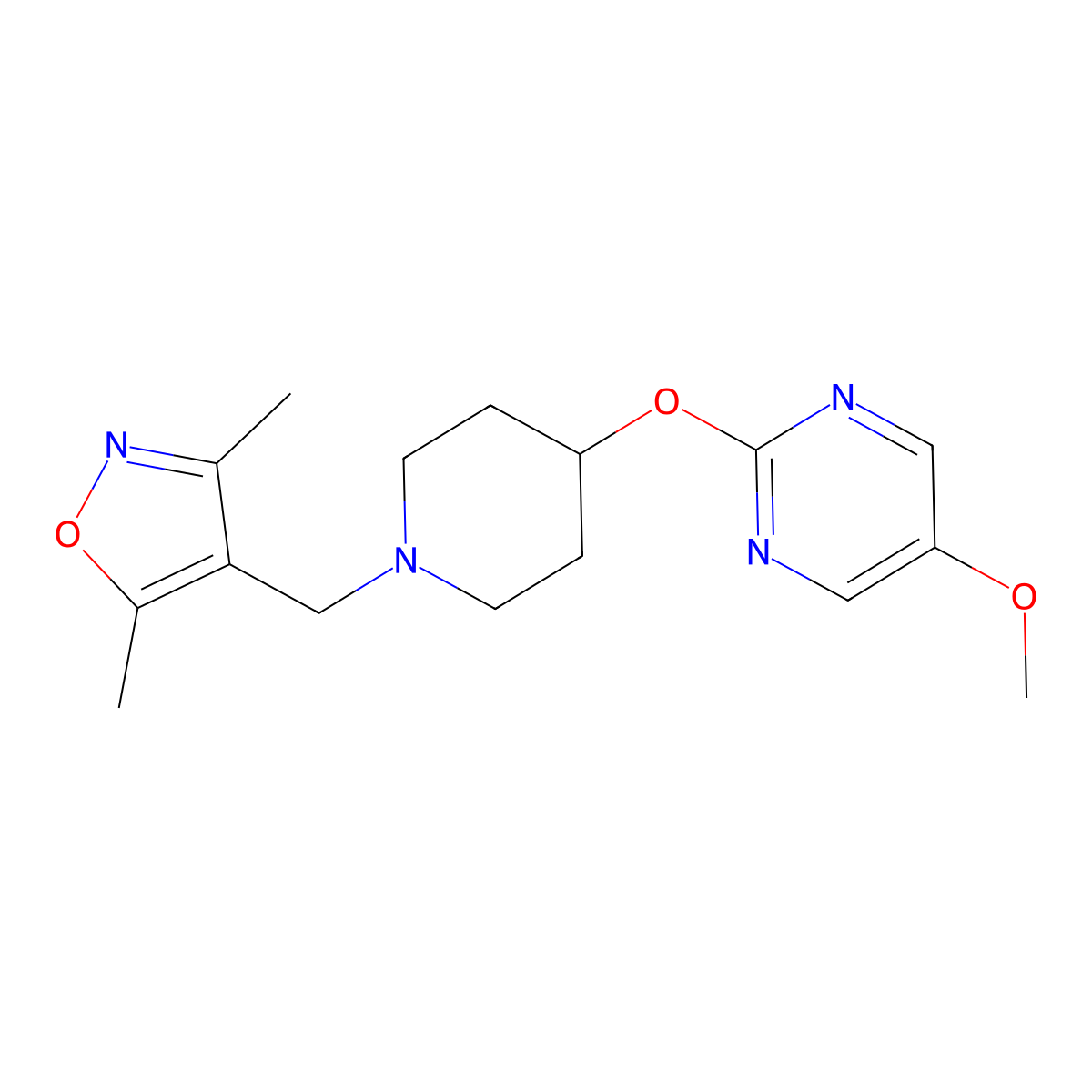 2-({1-[(3,5-Dimethyl-1,2-oxazol-4-yl)methyl]piperidin-4-yl}oxy)-5-methoxypyrimidine molecular structure, CAS 2549007-82-9