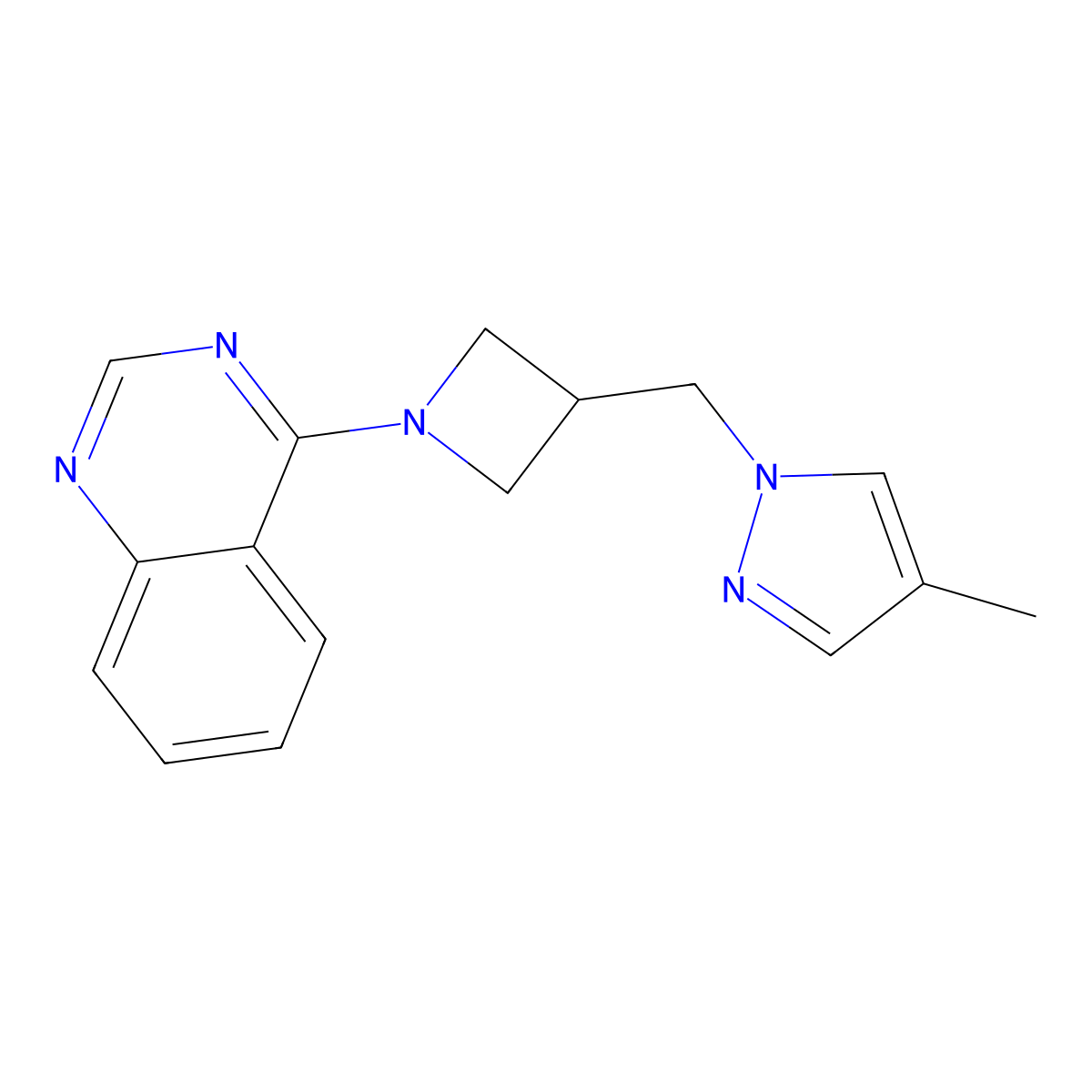 4-{3-[(4-methyl-1H-pyrazol-1-yl)methyl]azetidin-1-yl}quinazoline molecular structure, CAS 2549007-87-4