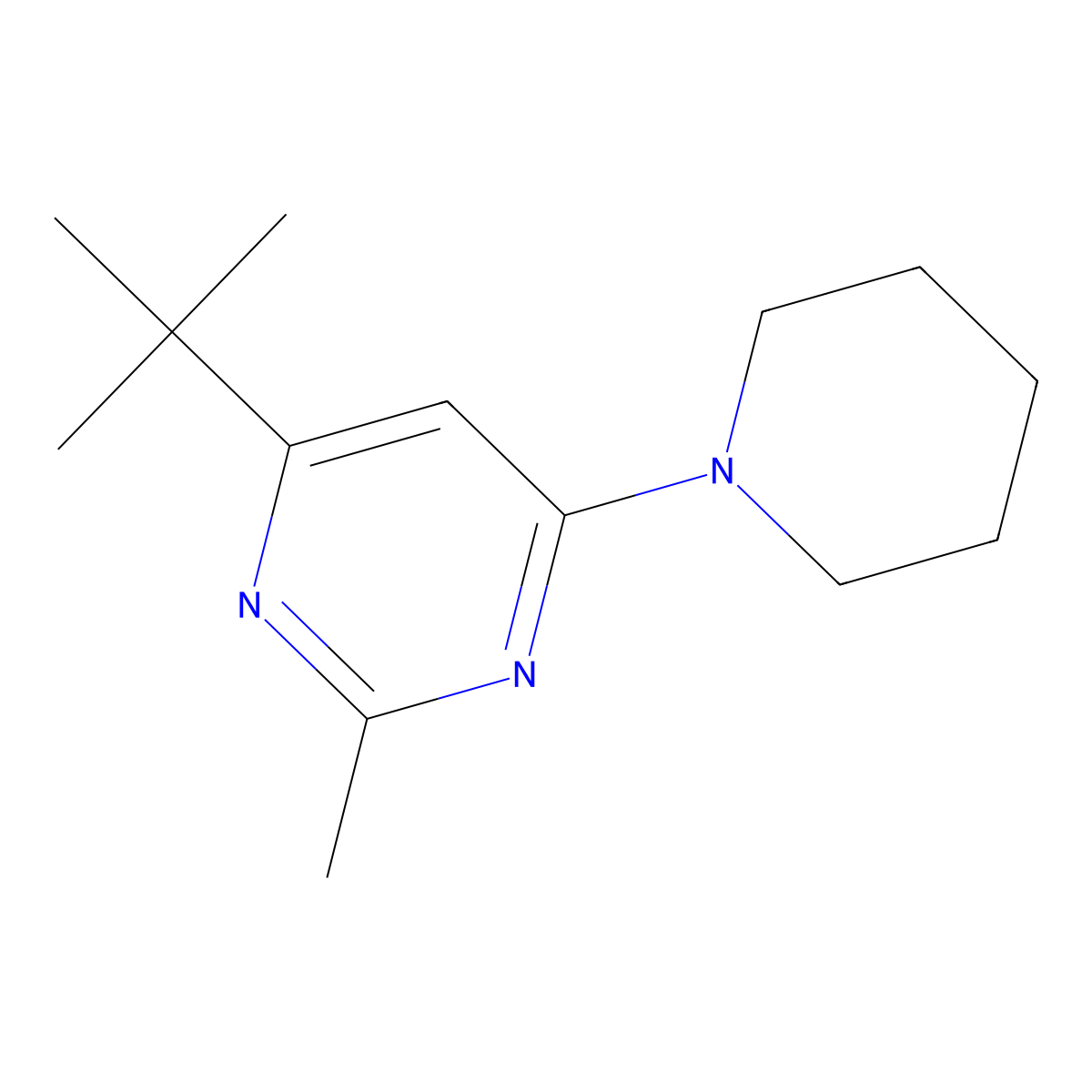 4-Tert-butyl-2-methyl-6-(piperidin-1-yl)pyrimidine molecular structure, CAS 2549007-88-5