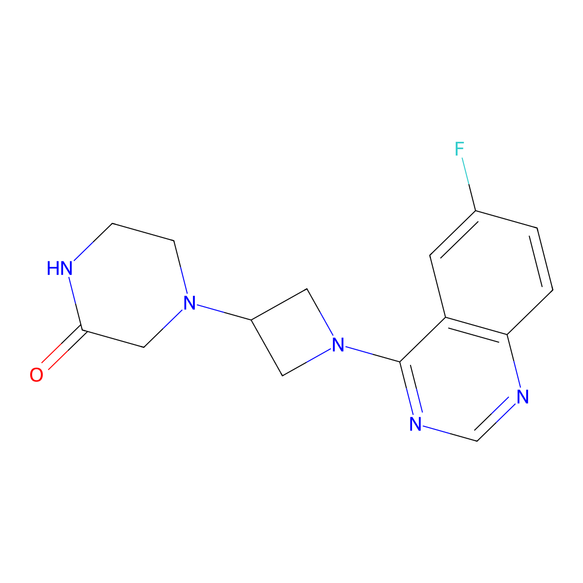 4-[1-(6-Fluoroquinazolin-4-yl)azetidin-3-yl]piperazin-2-one molecular structure, CAS 2549007-89-6