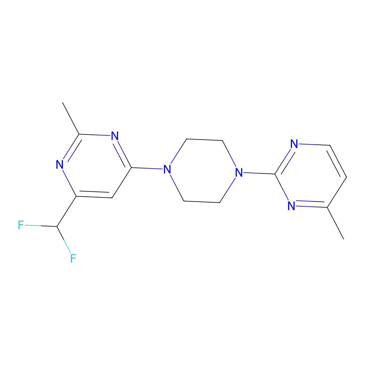 4-(Difluoromethyl)-2-methyl-6-[4-(4-methylpyrimidin-2-yl)piperazin-1-yl]pyrimidine molecular structure, CAS 2549007-90-9