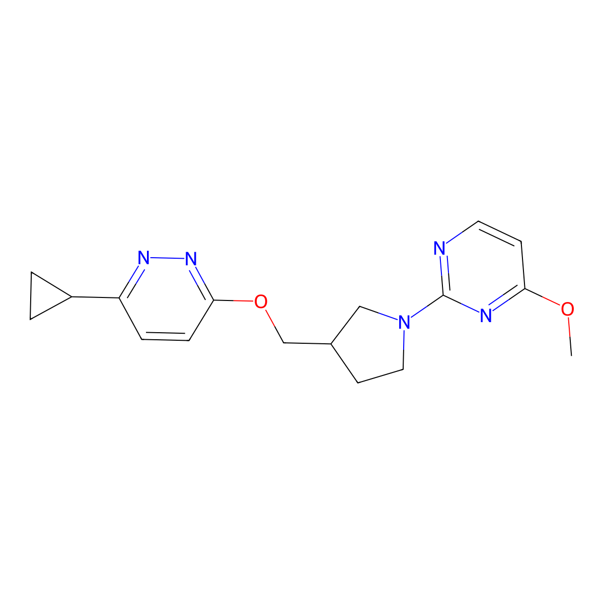 2-(3-{[(6-Cyclopropylpyridazin-3-yl)oxy]methyl}pyrrolidin-1-yl)-4-methoxypyrimidine molecular structure, CAS 2549007-93-2