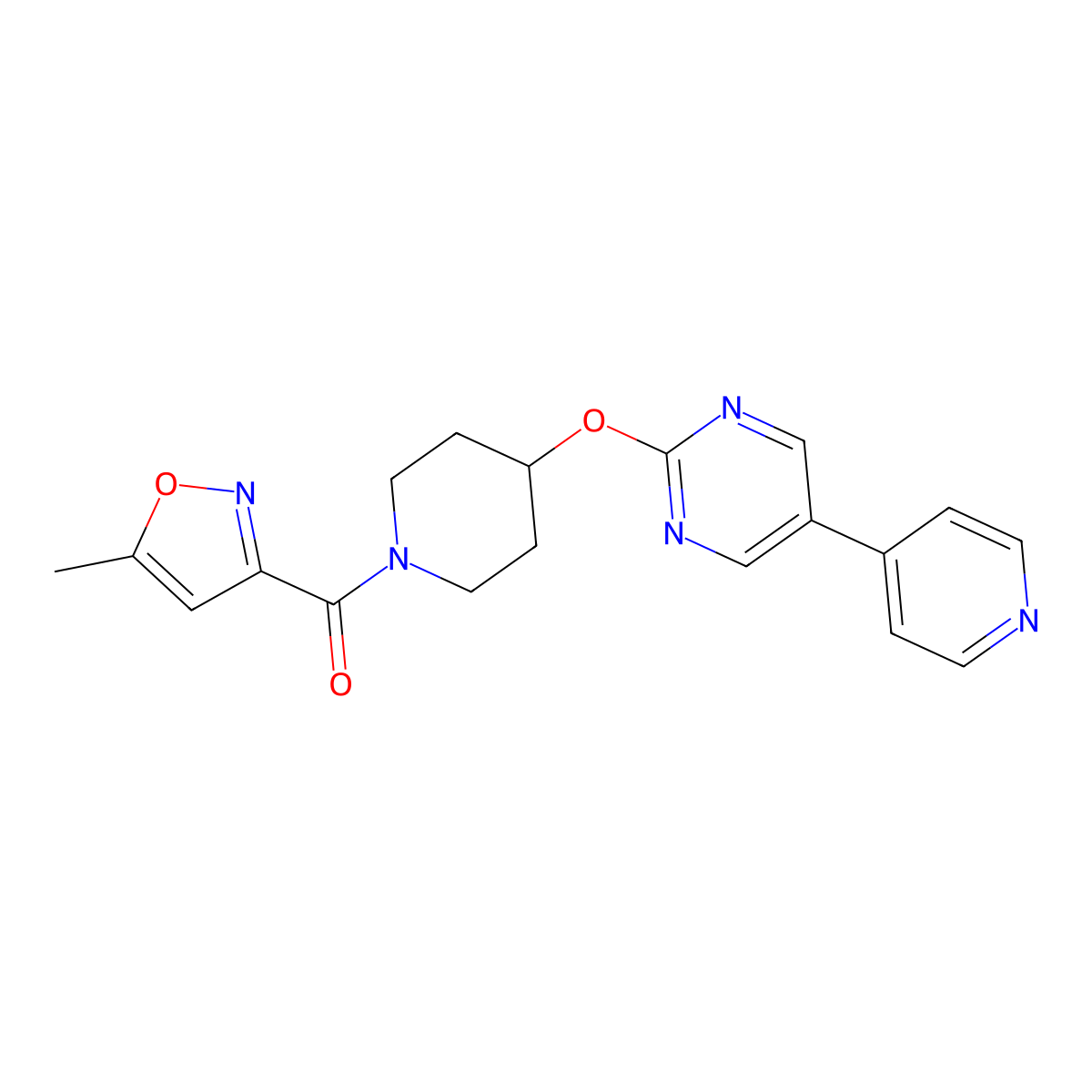 2-{[1-(5-Methyl-1,2-oxazole-3-carbonyl)piperidin-4-yl]oxy}-5-(pyridin-4-yl)pyrimidine molecular structure, CAS 2549007-94-3