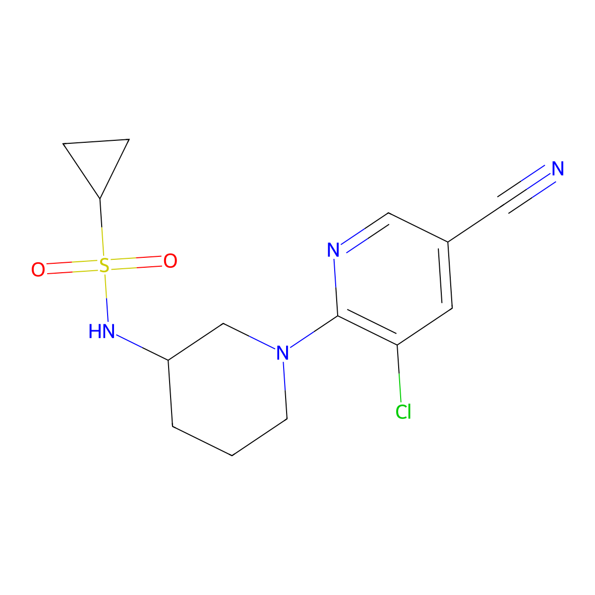 N-[1-(3-chloro-5-cyanopyridin-2-yl)piperidin-3-yl]cyclopropanesulfonamide molecular structure, CAS 2549007-95-4