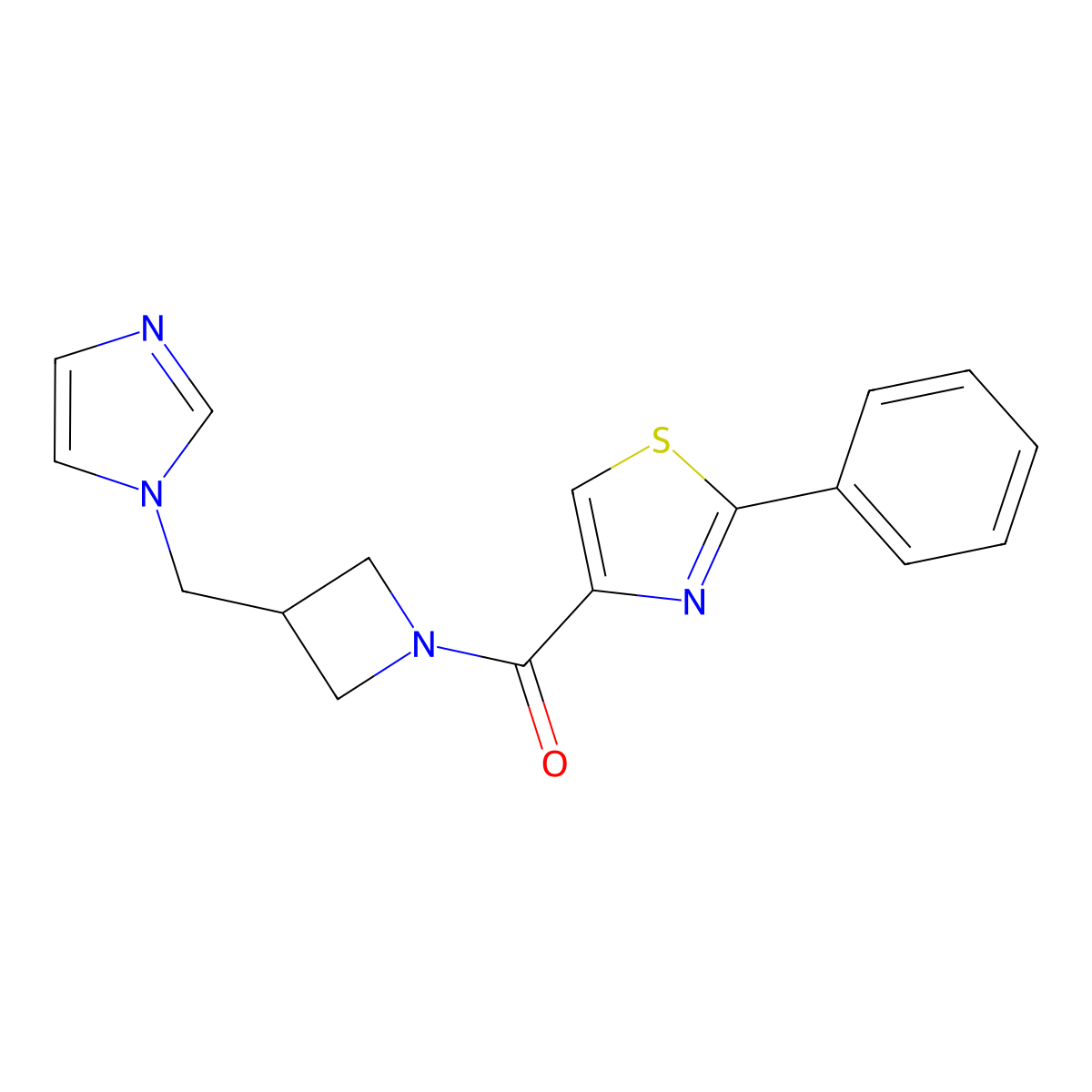 4-{3-[(1H-imidazol-1-yl)methyl]azetidine-1-carbonyl}-2-phenyl-1,3-thiazole molecular structure, CAS 2549007-97-6