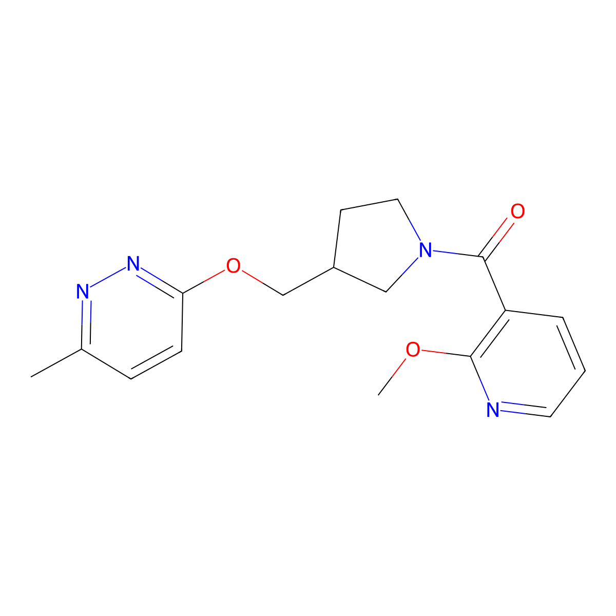 3-{[1-(2-Methoxypyridine-3-carbonyl)pyrrolidin-3-yl]methoxy}-6-methylpyridazine molecular structure, CAS 2549008-04-8