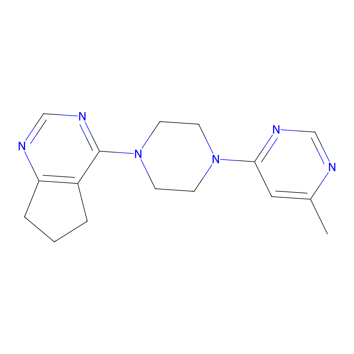 4-(4-{5H,6H,7H-cyclopenta[d]pyrimidin-4-yl}piperazin-1-yl)-6-methylpyrimidine molecular structure, CAS 2549008-08-2