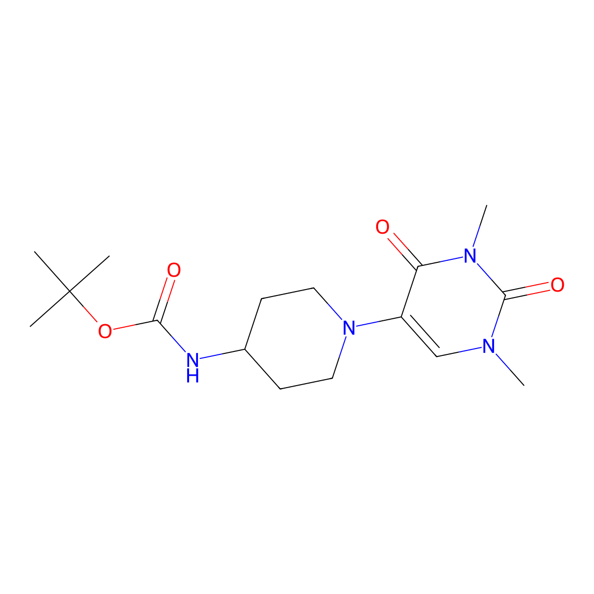 tert-butyl N-[1-(1,3-dimethyl-2,4-dioxo-1,2,3,4-tetrahydropyrimidin-5-yl)piperidin-4-yl]carbamate molecular structure, CAS 2549008-09-3