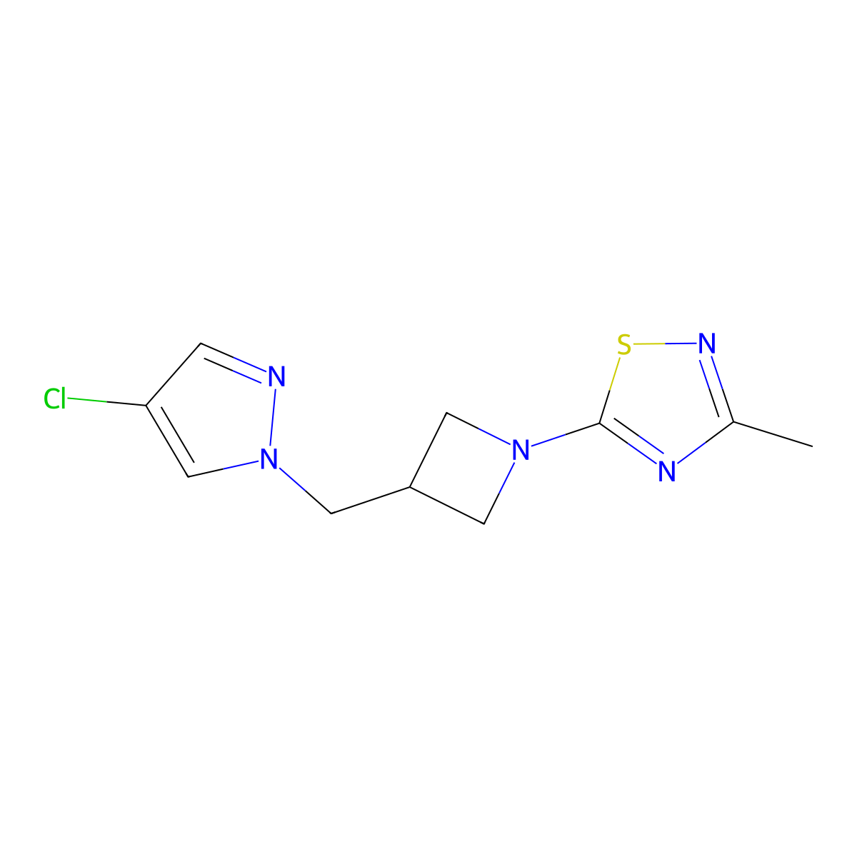 5-{3-[(4-chloro-1H-pyrazol-1-yl)methyl]azetidin-1-yl}-3-methyl-1,2,4-thiadiazole molecular structure, CAS 2549008-12-8