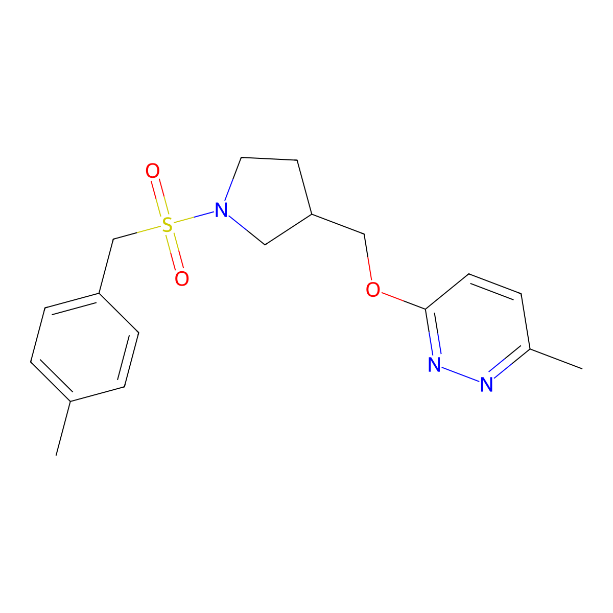 3-Methyl-6-({1-[(4-methylphenyl)methanesulfonyl]pyrrolidin-3-yl}methoxy)pyridazine molecular structure, CAS 2549008-13-9