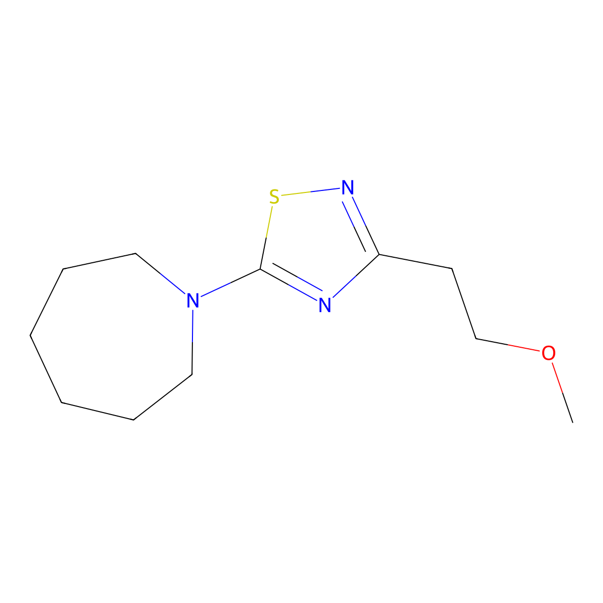 1-[3-(2-Methoxyethyl)-1,2,4-thiadiazol-5-yl]azepane molecular structure, CAS 2549008-14-0
