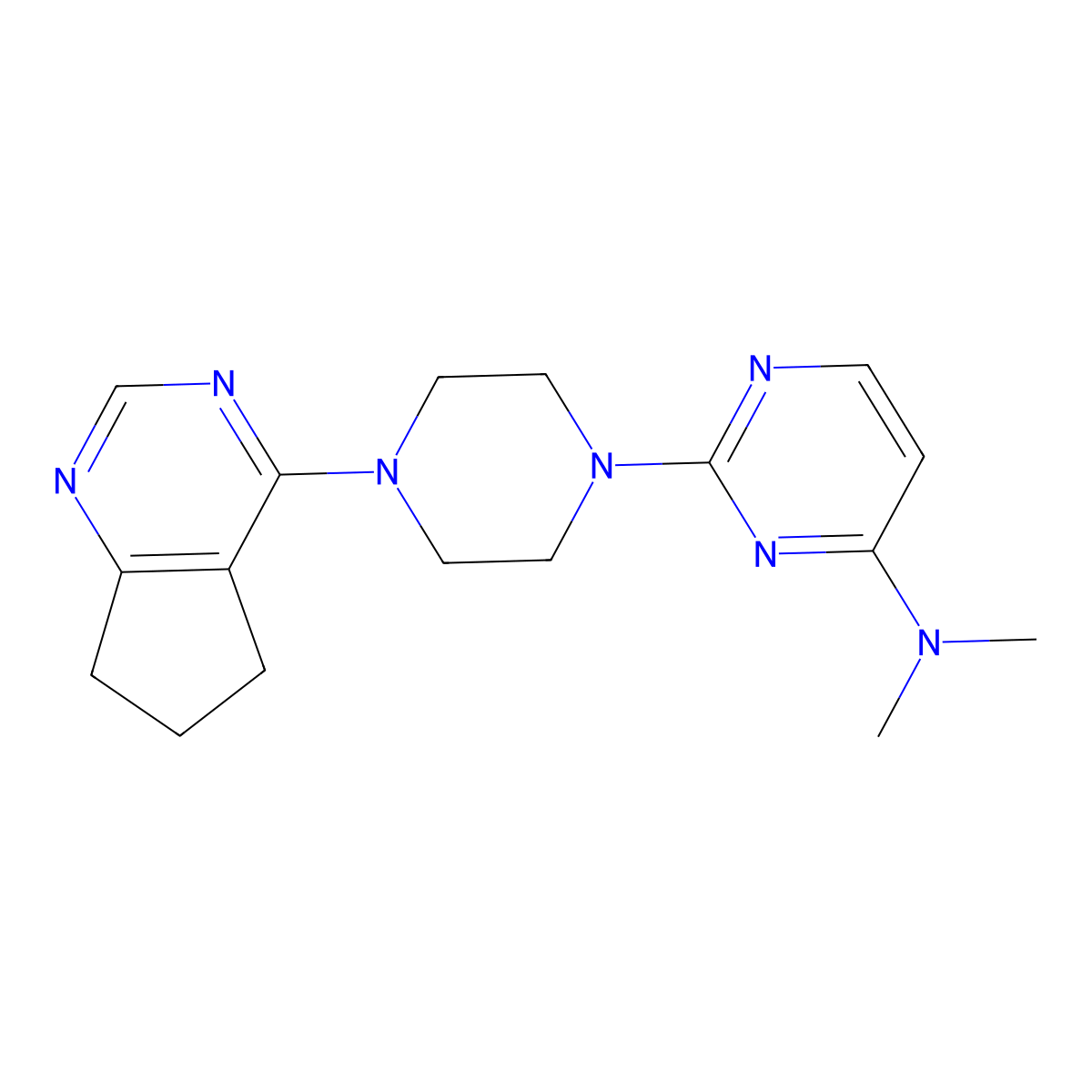 2-(4-{5H,6H,7H-cyclopenta[d]pyrimidin-4-yl}piperazin-1-yl)-N,N-dimethylpyrimidin-4-amine molecular structure, CAS 2549008-15-1