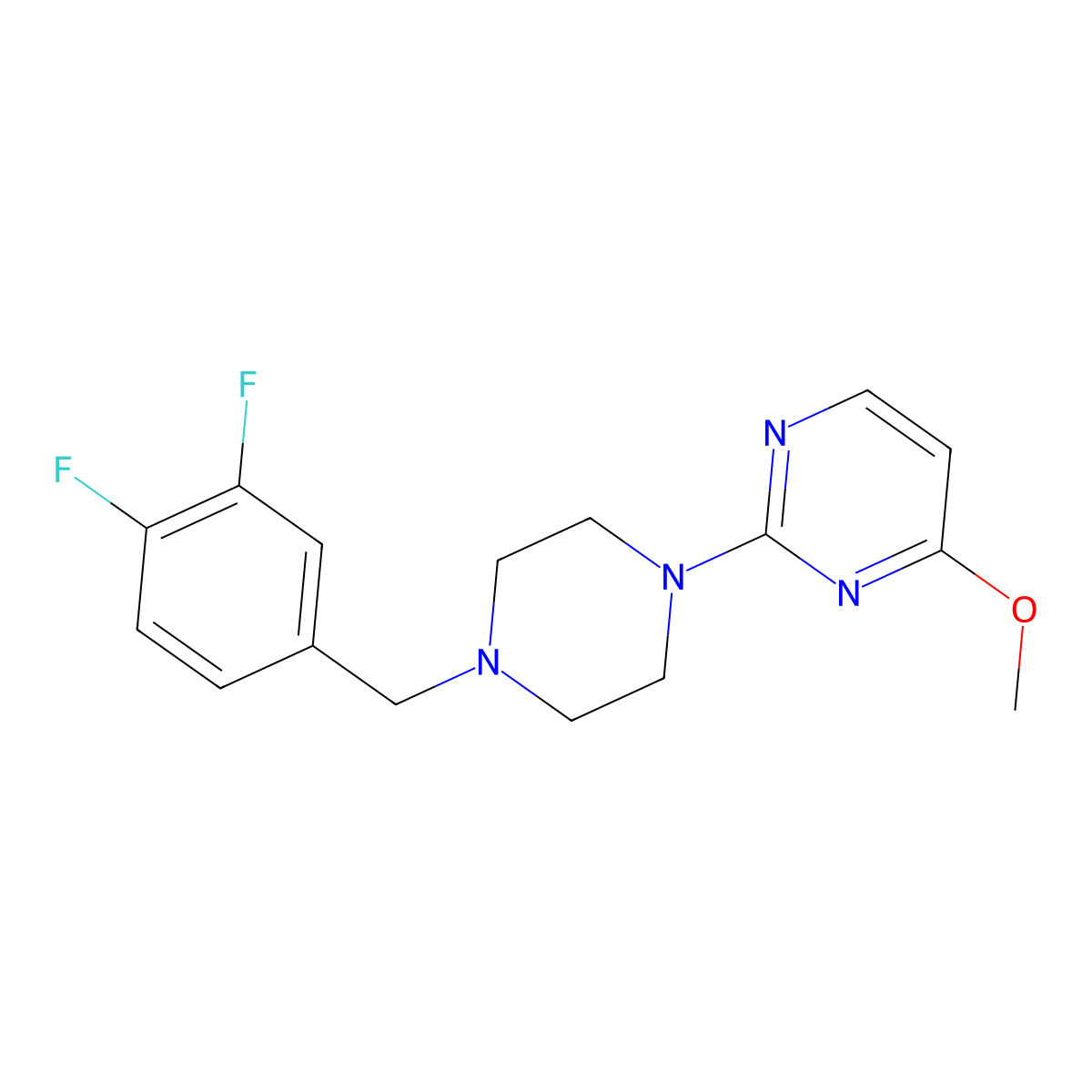 2-{4-[(3,4-Difluorophenyl)methyl]piperazin-1-yl}-4-methoxypyrimidine molecular structure, CAS 2549008-17-3