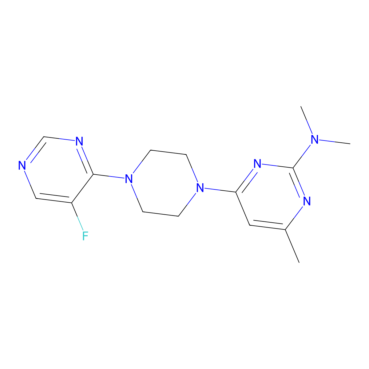 4-[4-(5-fluoropyrimidin-4-yl)piperazin-1-yl]-N,N,6-trimethylpyrimidin-2-amine molecular structure, CAS 2549008-19-5