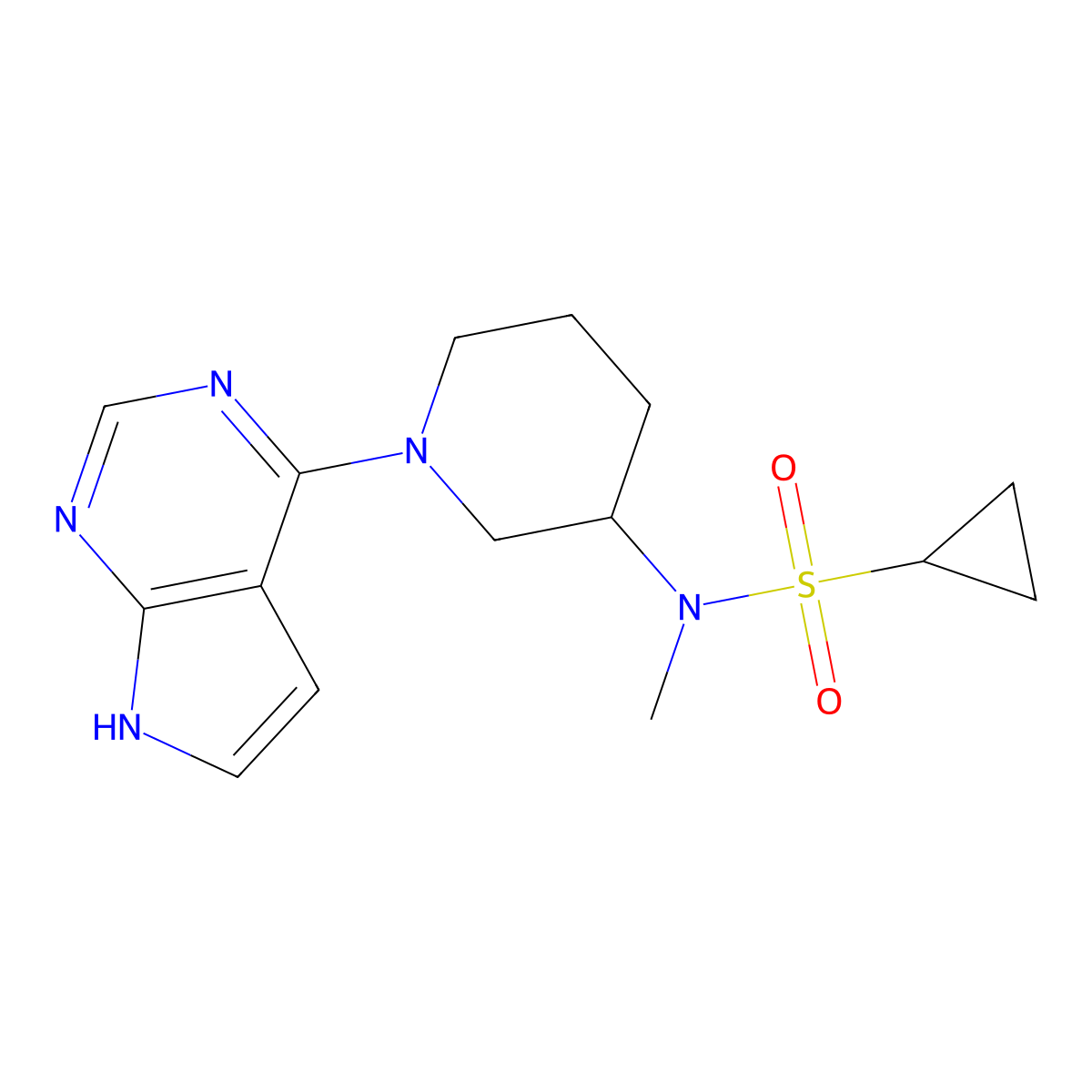 N-methyl-N-(1-{7H-pyrrolo[2,3-d]pyrimidin-4-yl}piperidin-3-yl)cyclopropanesulfonamide molecular structure, CAS 2549008-22-0
