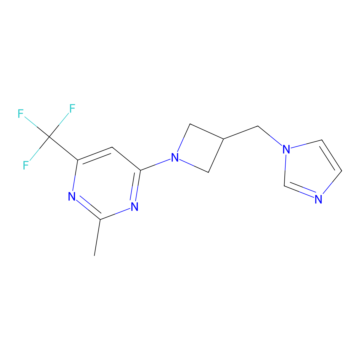 4-{3-[(1H-imidazol-1-yl)methyl]azetidin-1-yl}-2-methyl-6-(trifluoromethyl)pyrimidine molecular structure, CAS 2549008-26-4