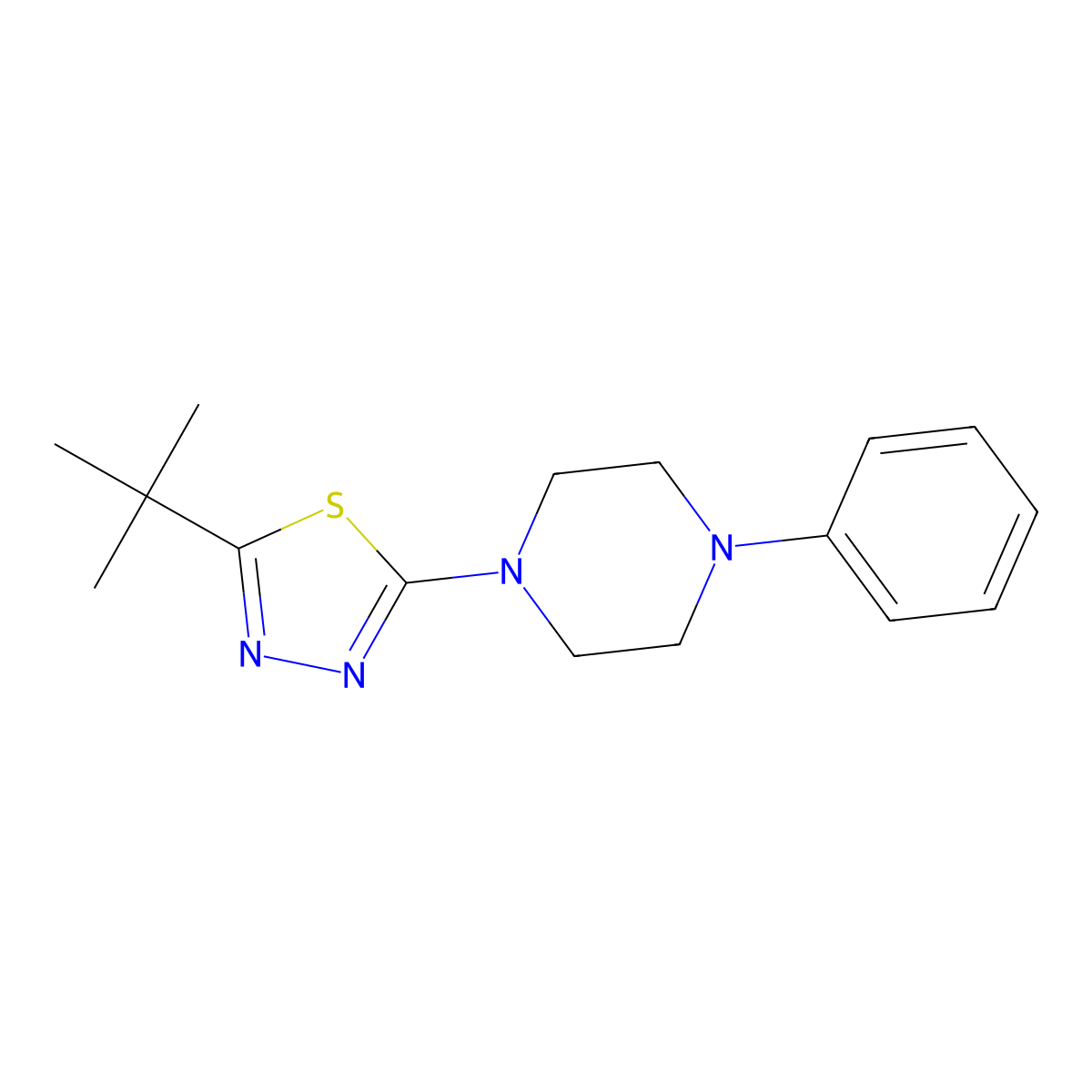 1-(5-Tert-butyl-1,3,4-thiadiazol-2-yl)-4-phenylpiperazine molecular structure, CAS 2549008-28-6